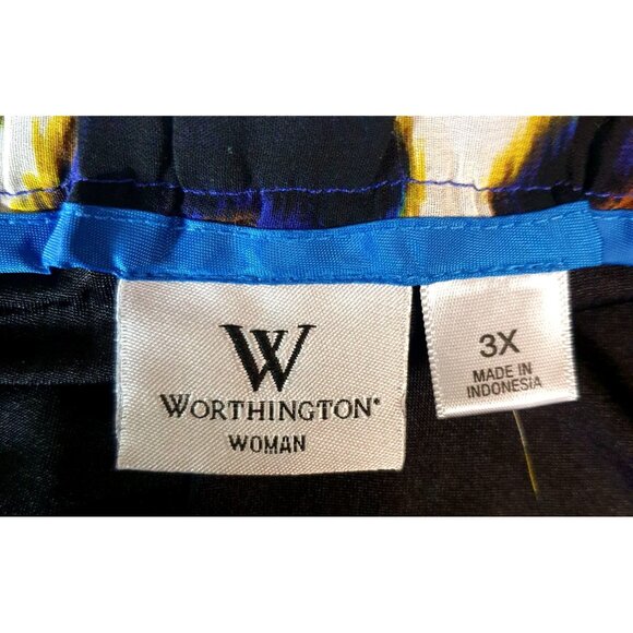 Worthington Womens 3X Maxi Skirt Leopard Print Blue & Yellow Chic Resort Preppy - Picture 3 of 6